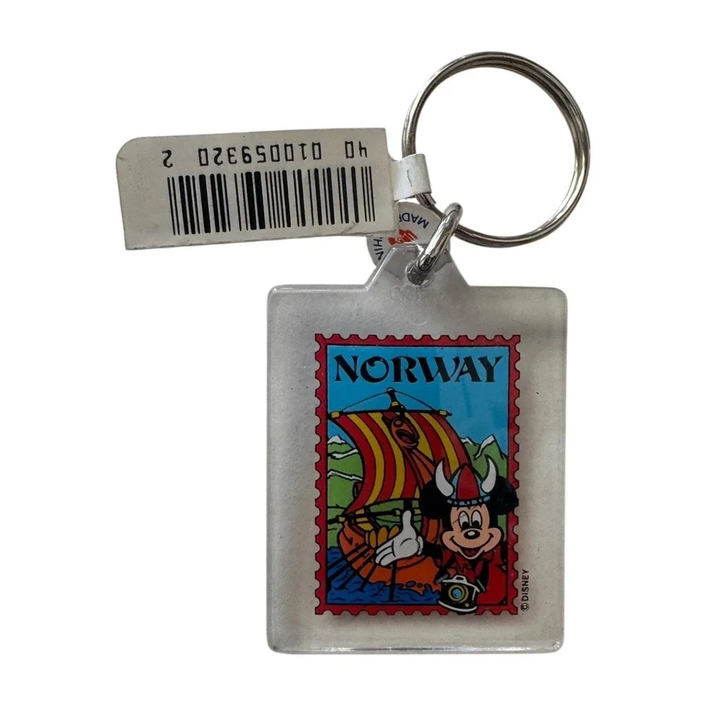 Vintage Mickey Mouse Viking Norway Souvenir Keychain Disney World Travel